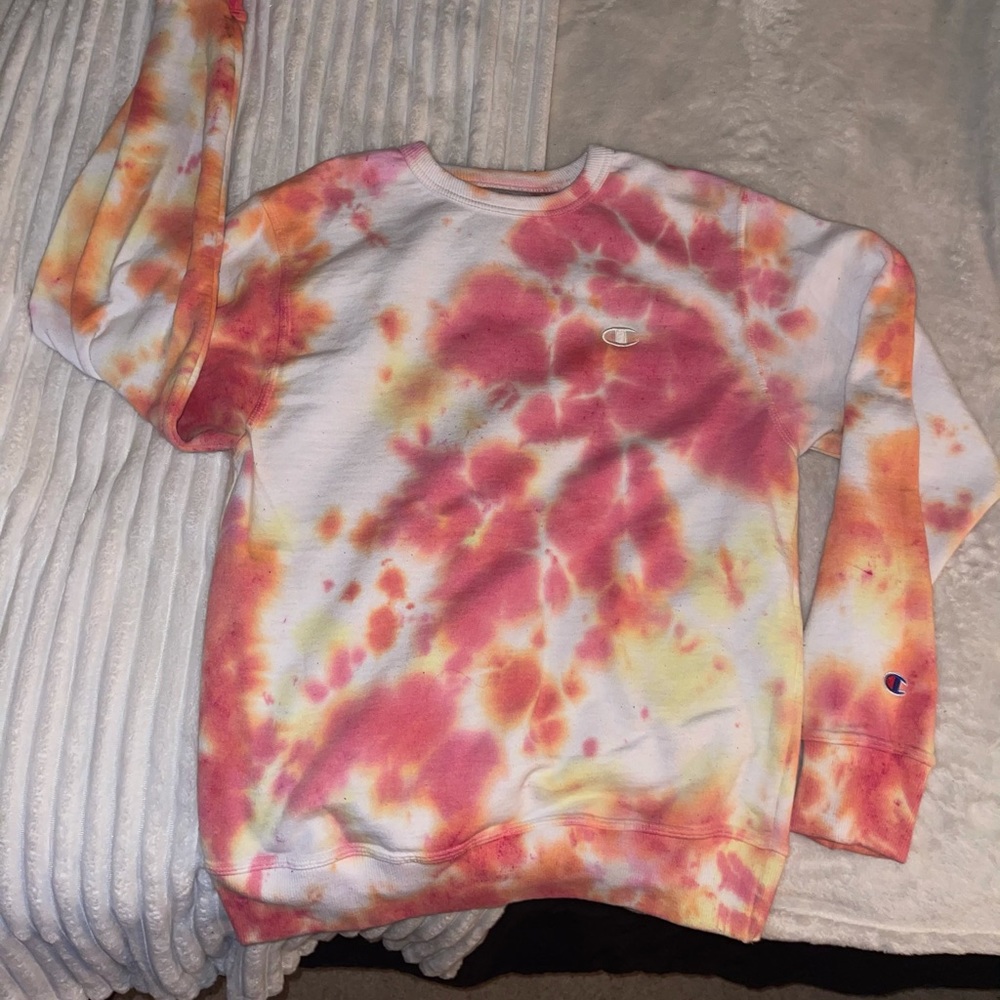 tie dye champion crew neck